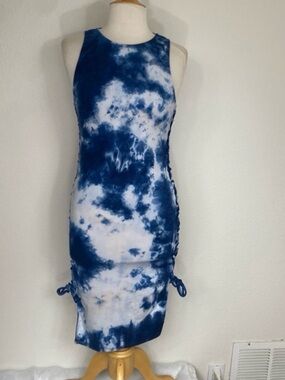 3/$25 Heart & Hips Juniors Blue Tie Die Sleeveless Stretch Dress Boho Size M